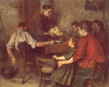 Emile Friant Painting - Le Repas Frugal Realism Emile Friant